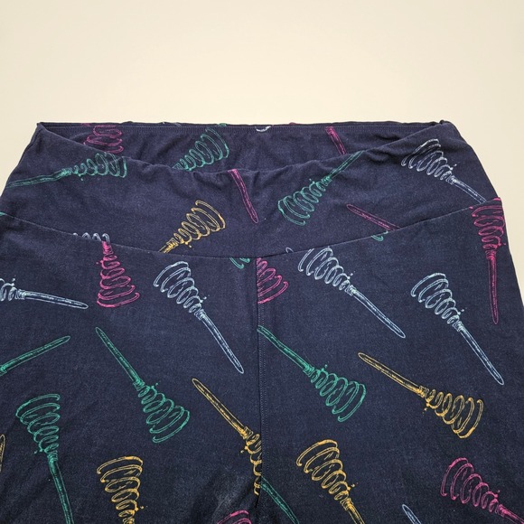 LuLaRoe Tall & Curvy Leggings Navy Honey Dipper Print Women's OS - Picture 2 of 10